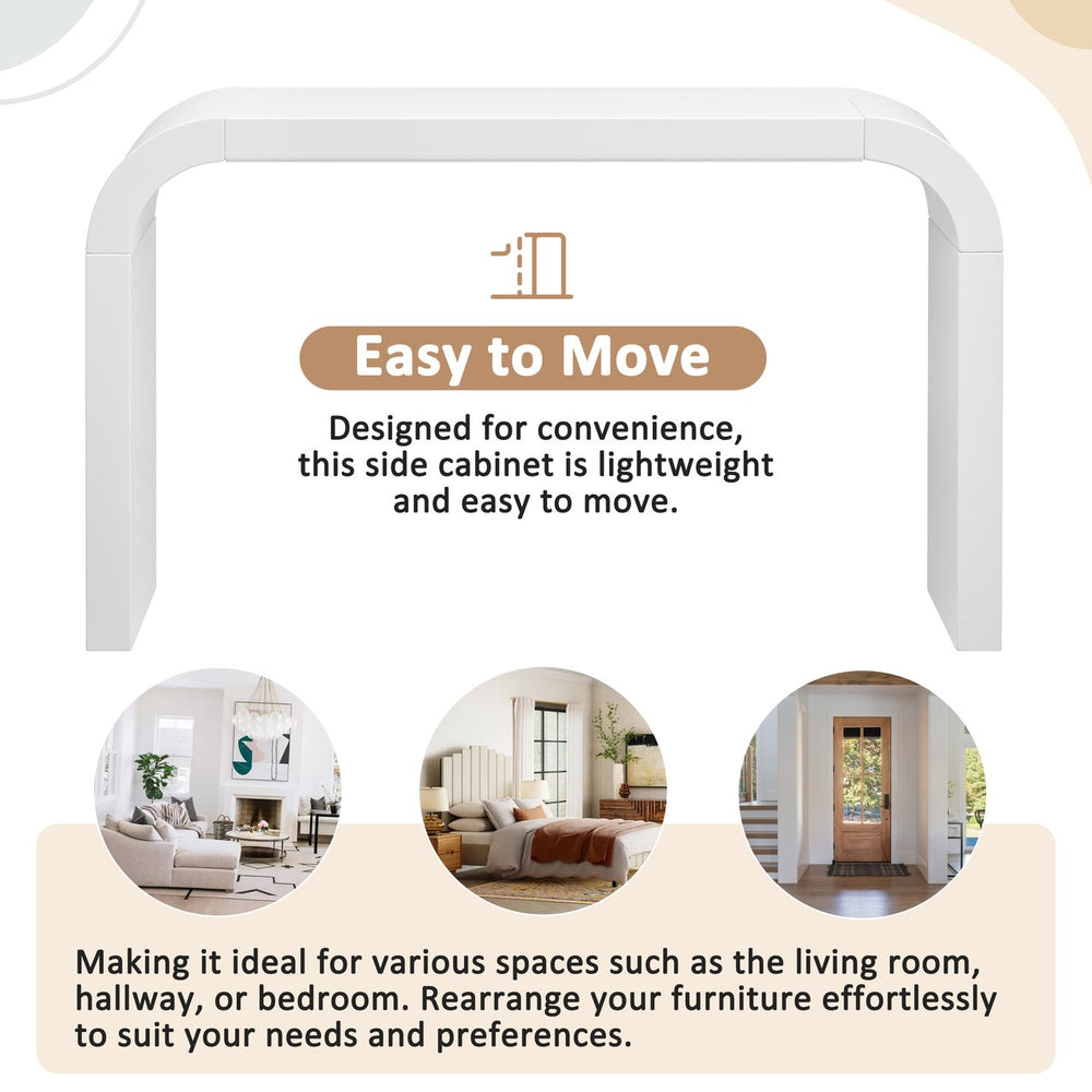 English Elm Christopher Knight Home® - Modern Minimalist Console Table with Sturdy Sled Base, 180 lb Capacity, Sleek Rectangular MDF Top for Hallway Living Room Bedroom Decor White N760P221056W