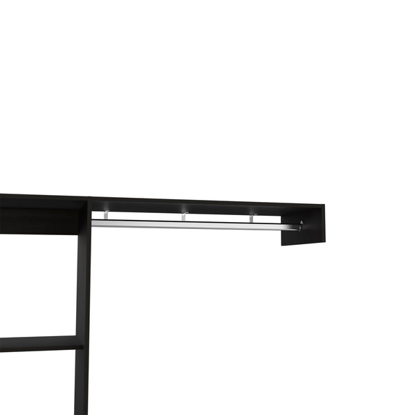 English Elm Hybrid Closet System with Five Open Shelves, Spacious Drawer & Metal Rod for Smart Vertical Storage Black 83 L x 20 W x 4 H B128S00093
