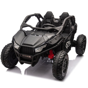 English Elm 24v Two Seater Kids Utv with Parental Remote Dual Motors Four Wheel Suspension Led Black W1578P198431