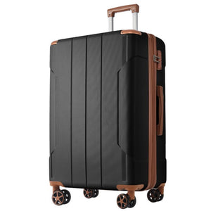 English Elm Hardshell Abs Checked Suitcase with 360 Spinner Wheels Expandable Tsa Lock 28 Inch Black Brown N730P296747A