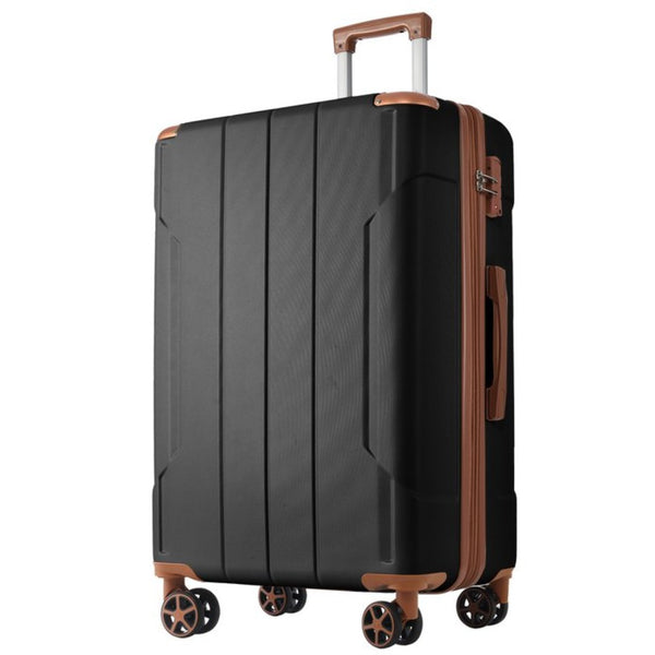 English Elm Hardshell Abs Checked Suitcase with 360 Spinner Wheels Expandable Tsa Lock 28 Inch Black Brown N730P296747A