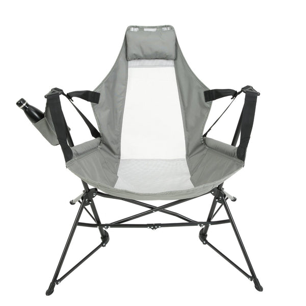 English Elm Steel Framed Hammock Style Folding Camping Chair Breathable Fabric Reclining Outdoor Seat Grey W640P147219