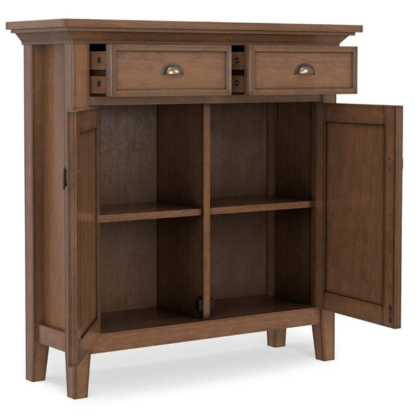 English Elm Redmond Solid Wood Entryway Cabinet with Drawers Shelves and Aged Brown Finish B136P436042