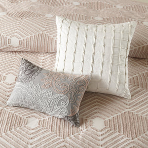 English Elm Cotton Ellipse Jacquard Comforter Set Full/Queen — Textured Geometric Design, OEKO-TEX Certified, Machine Washable Blush 21.65 L x 22.44 W x 9.84 H B035128789