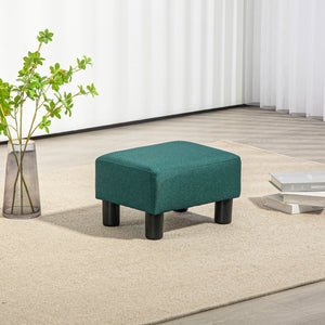 English Elm Homcom Compact Linen Ottoman - Elegant Green Footrest, Versatile Cube Stool For Living Room & Office W2225P217641