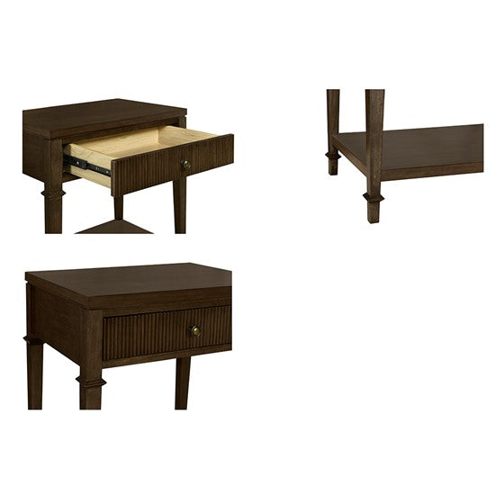 English Elm Kenna Solid Wood Nightstand with Drawer & Lower Shelf, Dark Coffee Finish, 125 lb Top Capacity B035P256572