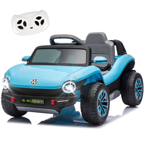 English Elm 12v Licensed Volkswagen Beetle Ride on Car with Remote Control and Suspension for Kids Blue W1578P418192