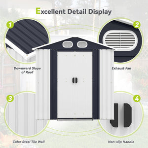 English Elm Campcraft 8x6 Outdoor Metal Storage Shed with Lockable Doors and Ventilation for Backyard White W1598S00045