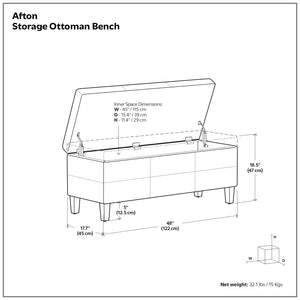 English Elm Afton Upholstered Storage Ottoman Bench in Midnight Faux Leather with Lift-Top Storage & Hinge Safety Black B136P159230