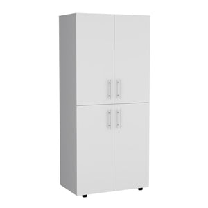 English Elm Hazel Tall Four-Door Armoire Closet Cabinet with Six Shelves, Two Hanging Rods for Clothes Storage White 39.4 L x 23.2 W x 5.5 H B200S00370