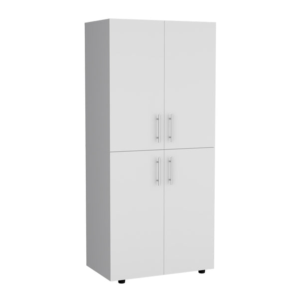 English Elm Hazel Tall Four-Door Armoire Closet Cabinet with Six Shelves, Two Hanging Rods for Clothes Storage White 39.4 L x 23.2 W x 5.5 H B200S00370