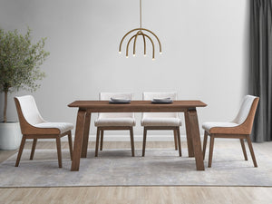 English Elm Ginny Walnut 5-Piece Dining Set with Bouclé & Velvet Chairs, 63" Wood Table, 220lb Seats B2726S00438