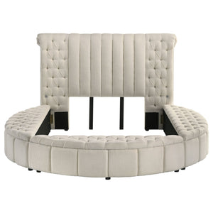 English Elm Santiago Boucle Queen Bed with Curved Frame Tufted Storage Base and Usb Charging B062S01673