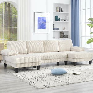 English Elm U-Shaped 4-Seat Sofa With Double Chaise - Luxurious Velvet Comfort For Modern Living Spaces W2705S00014-GIGA