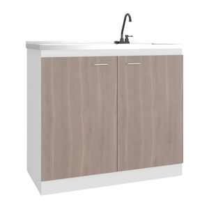 English Elm Utility Sink Base Cabinet with Two Doors Shelved Storage White Oak Laundry Room B097S00256
