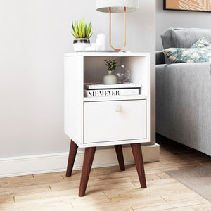 Manhattan Comfort Abisko Mid-Century Modern End Table White 1AMC129