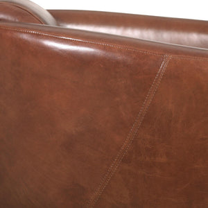 Pasargad Madison Luxurious Top Grain Leather Lounge Armchair – Elegant Comfort For Any Space Brown Leather Chair-883-1