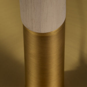 Merlin Burnished Brass Dome Floor Lamp with Natural Wood Base for Home or Office