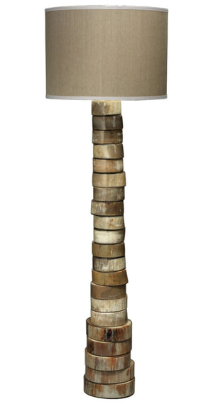 Jamie Young Co. Stacked Faux Horn Ring Floor Lamp with Hemp Drum Shade for Lodge Living Rooms 1STAC-FLHO