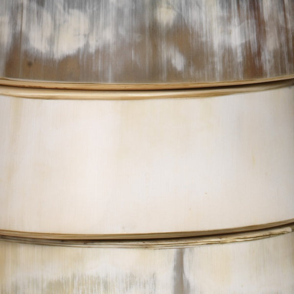Stacked Faux Horn Artisan Table Lamp with Natural Hemp Drum Shade for Lodge Decor