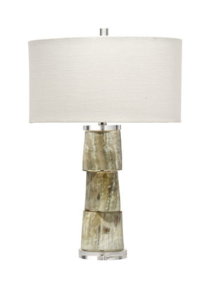 Jamie Young Co. Stag Stacked Natural Horn Table Lamp with Linen Shade Lodge Bedroom Accent 1STAG-TLCR