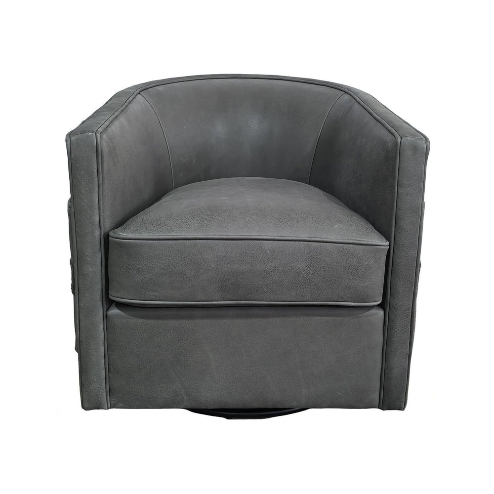 Olivia + Quinn Everlea Swivel Chair – Luxurious Top Grain Leather With Elegant Detail For Stylish Comfort And Convenience Notting Hill Smoke Leather,Foam,Wood 2137_Nth9301