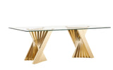 VIG Furniture Modrest Buquet - Glam Glass + Champagne Gold Rectangular Dining Table VGZA-T124-GLD