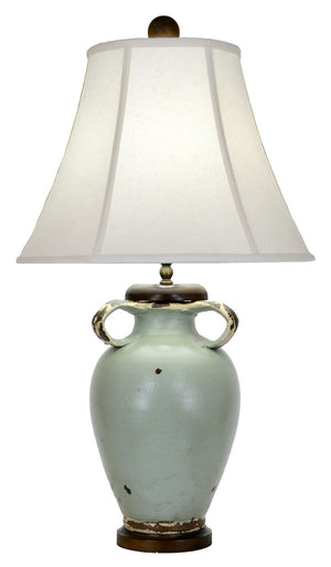 Zeugma Zg019 Turquoise Pottery Lamp – Handcrafted, Elegant Lighting Solution For Home Décor & Ambiance   Zg019 Turquoise  With B/18 Low Shade