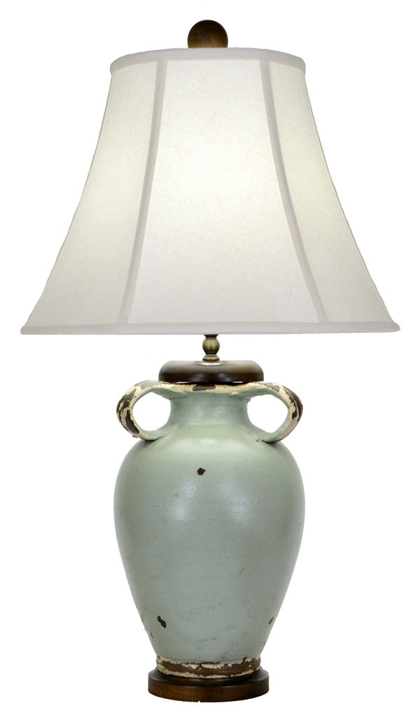 Zeugma Zg019 Turquoise Pottery Lamp – Handcrafted, Elegant Lighting Solution For Home Décor & Ambiance   Zg019 Turquoise  With B/18 Low Shade