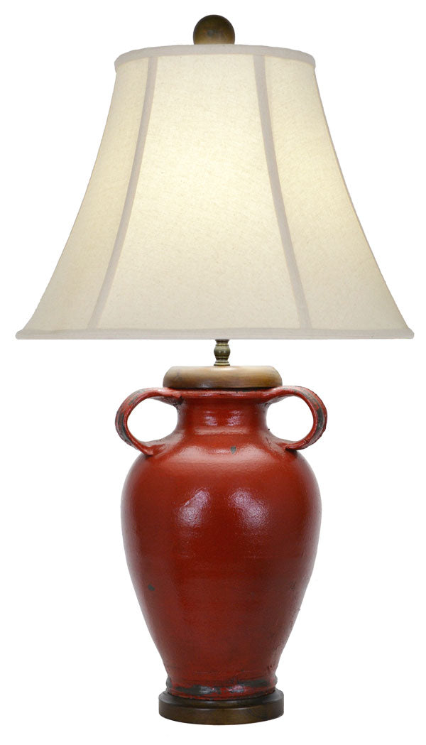 Zeugma Zg019 Red Pottery Lamp - Elegant Home Lighting Solution For Modern Decor And Vibrant Ambiance   Zg019 Red  With B/18 Lb Shade