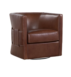 Olivia + Quinn Wynn Swivel Chair: Luxurious Leather Comfort With Elegant Detailing For Stylish Living Spaces Pippa Latte Leather,Foam,Wood 2102_Cnk1802