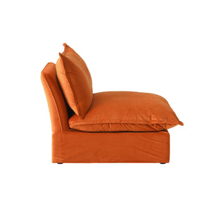 English Elm Sky Cloud Sectional Sofa with Cloud-Like Comfort, Modular L-Shaped Velvet Seating, Removable Covers, Storage Ottoman Orange B341S00020