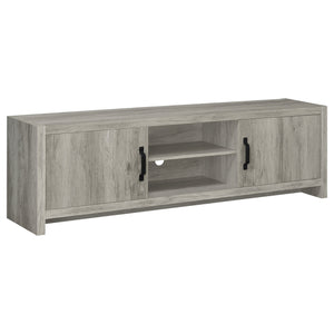 English Elm Conifer 71" Grey Driftwood TV Stand - Low Wide Engineered Wood Console with Hidden Shelves & Open Center for Organized Living Rooms B062P375401