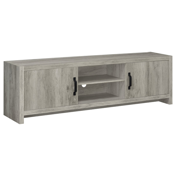English Elm Conifer 71" Grey Driftwood TV Stand - Low Wide Engineered Wood Console with Hidden Shelves & Open Center for Organized Living Rooms B062P375401