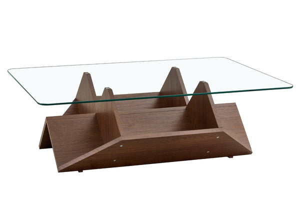 English Elm A Modern Two-tier Mdf Coffee Table with Open Shelf for Living Room Storage W3875P396857
