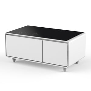 English Elm Modern Smart Coffee Table With Mini-Fridge, Bluetooth Speaker, Wireless Charging & Mood Lighting W1172P178882