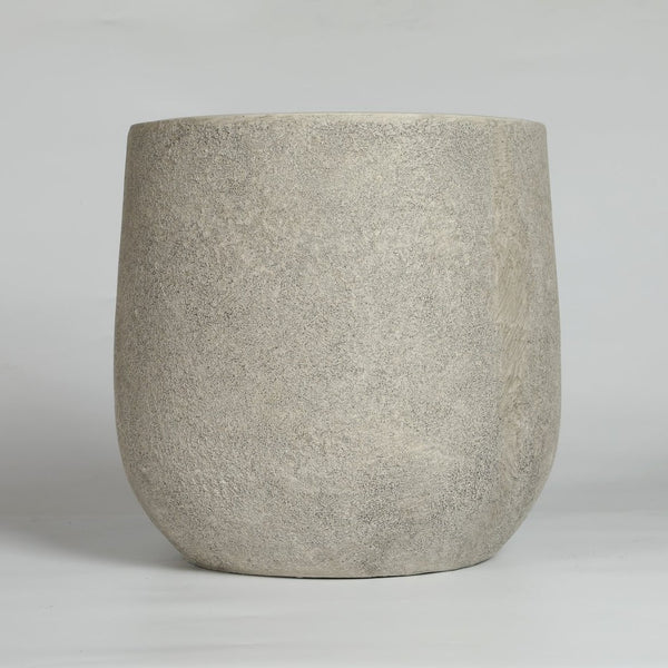English Elm Round Concrete Style Planter Duo Handcrafted Magnesium Oxide Pots for Patio Garden W347P449373