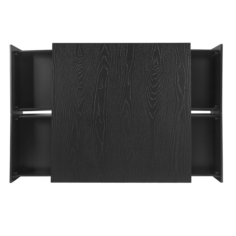 English Elm 33.25" Square Coffee Table with 4 Drawers — Minimalist Modern MDF Design, Space-Saving Durable Centerpiece Black N735P277298B