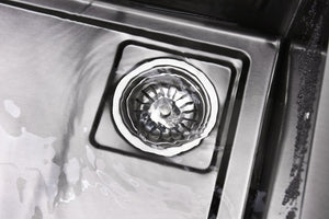 English Elm Waterfall Matte Black Stainless Steel Workstation Sink with Pull Out Faucet and Prep Rail T3177P286036