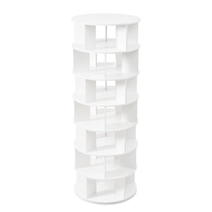 English Elm ON-TREND 7-Tier Rotating Shoe Tower with 360° Spinner, Adjustable 35-Pair Organizer for Entryway White N721P180790K