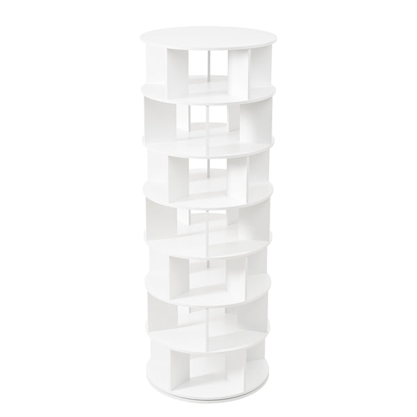 English Elm ON-TREND 7-Tier Rotating Shoe Tower with 360° Spinner, Adjustable 35-Pair Organizer for Entryway White N721P180790K