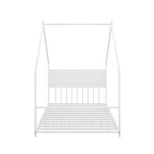 English Elm Twin House Shaped Metal Bed Frame with Led Lights and Wood Slats for Kids W1820P356049