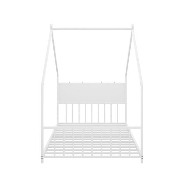 English Elm Twin House Shaped Metal Bed Frame with Led Lights and Wood Slats for Kids W1820P356049