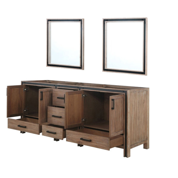 English Elm Rustic Barnwood Double Bath Vanity Set With Mirrors - 80" Wide, Spacious Storage & Farmhouse Style B2731S00588-GIGA