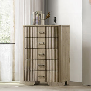 English Elm 1pc Transitional 6-Drawer Dresser in Antique Finish with Reeded Fronts, Felt-Lined Top, Metal Glides Oak 38 L x 21 W x 51 H B2741P408066