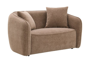 English Elm Keith Brown Chenille Loveseat with Pocket Coil Seats, Foam Cushions, KD Design & 2 Toss Pillows B2726P252311