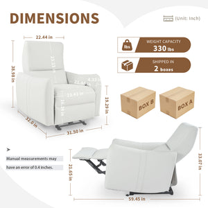 English Elm Wall Zero Wall Power Recliner Chair with Overstuffed Backrest, USB Type-C Charging Port, Space-Saving Electric Recliner for Small Rooms Light Gray W1028S00035