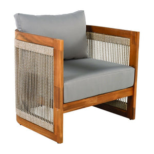 English Elm [set of 2] Acacia Hardwood Outdoor Club Chairs with Rope Weave Panels and Cushions N767P367654E_2