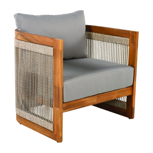 English Elm [set of 2] Acacia Hardwood Outdoor Club Chairs with Rope Weave Panels and Cushions N767P367654E_2