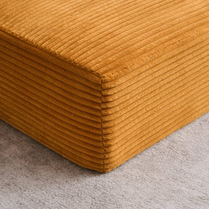 English Elm Oversized Corduroy Chaise Longue Sofa Bed — Modern Deep-Seat Sleeper with Armrests & Pillows for Compact Spaces Orange W1752P264714